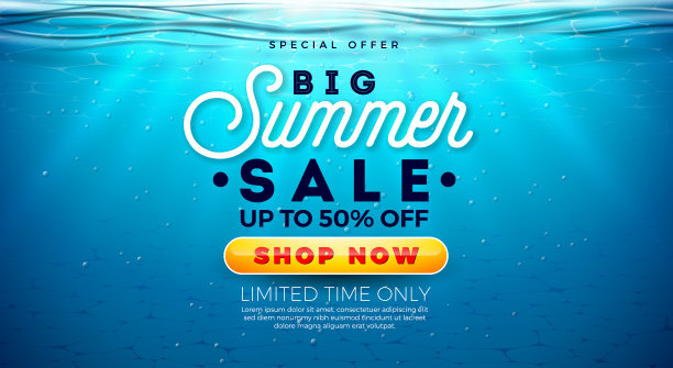 大的夏季销售设计与假日排版图片下载