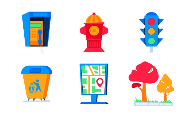 城市地理位置与旅游平面设计风格图片下载