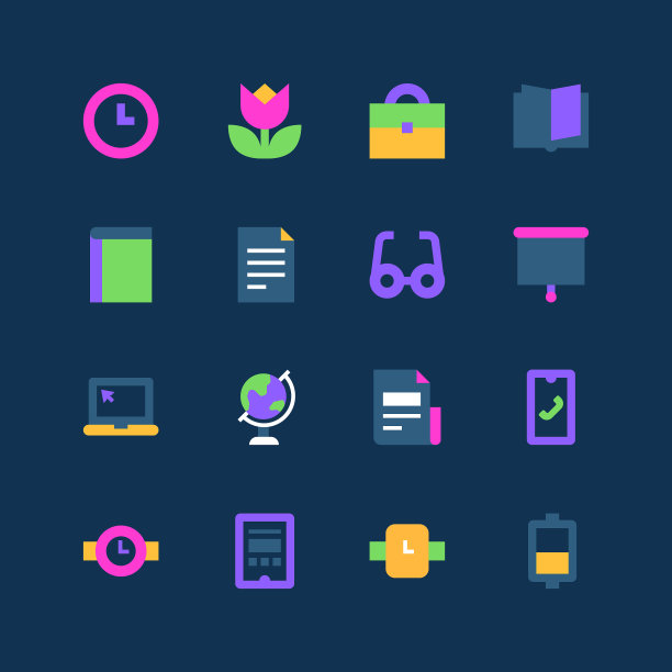 集时间和数据于一体的平面霓虹灯设计风格图片下载