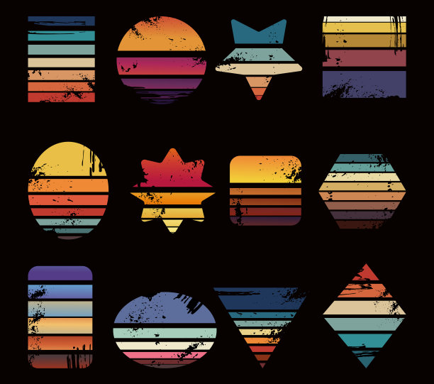 夏季复古条纹日落印花系列图片下载