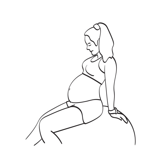 线条艺术微笑孕妇坐图片下载