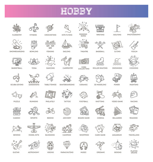 爱好和兴趣详细行图标设置图片下载