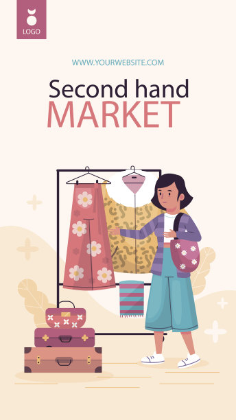 平面故事设定二手跳蚤市场事件矢量插图图片下载