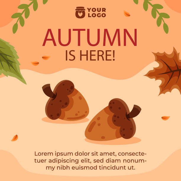 平面柱子设置秋季庆祝矢量插图图片下载