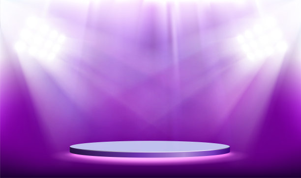 由聚光灯照亮的圆形讲台或舞台模板。图片下载