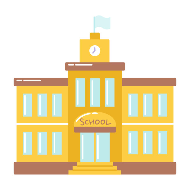 学校建筑，矢量平面插图在白色背景图片下载