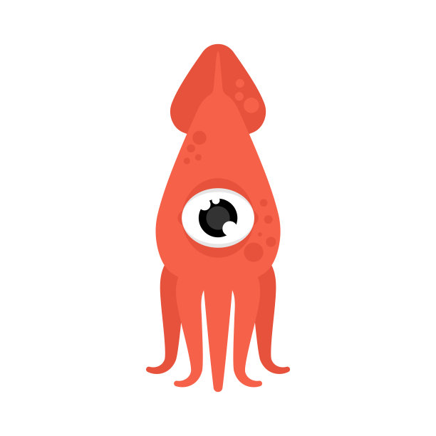 乌贼卡通孤立图标。头足类动物的海洋动物。矢量图图片下载