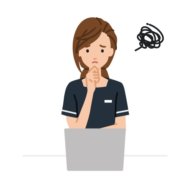 一个美容师，一个用手指托着下巴站不起来的接待员图片下载