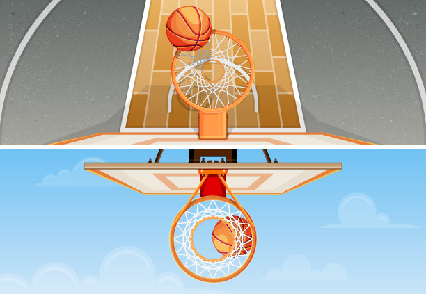 街道上的篮球场，上下视图图片下载