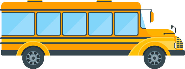 黄色校车侧视图。运送学生。图片下载