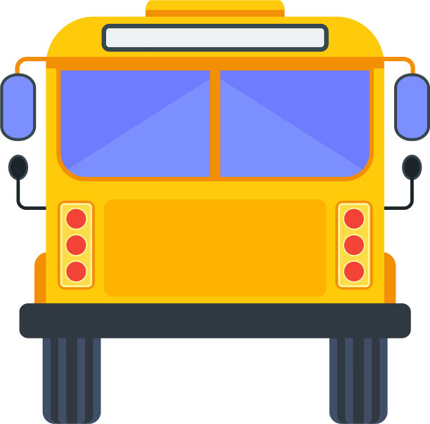 黄色校车的背影。运送学生。图片下载