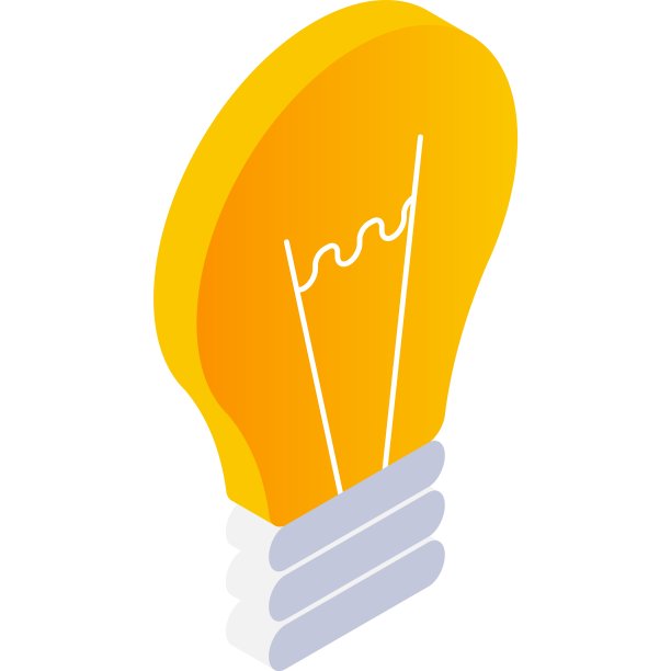 想法灯泡等距图标三维向量图片下载