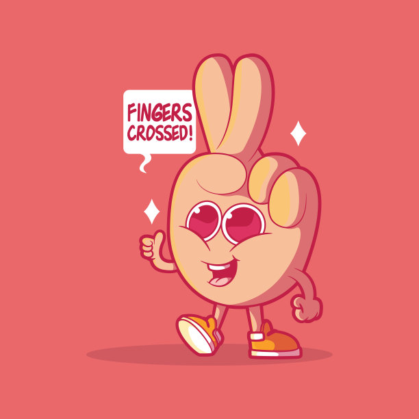 手字符与手指交叉矢量插图。图片下载