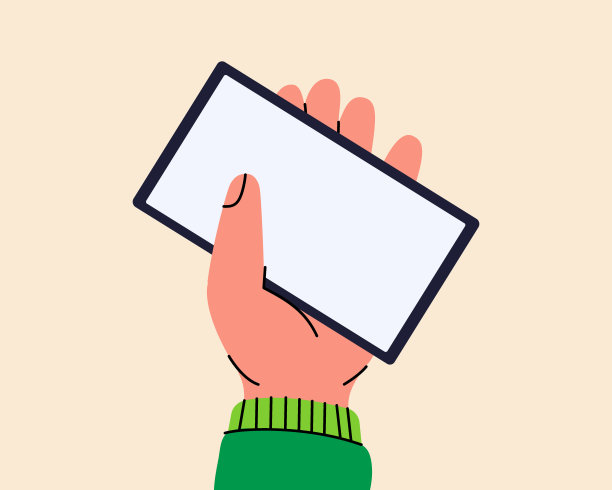 手持白色屏幕智能手机。黑屏智能手机。广告设计插图。图片下载