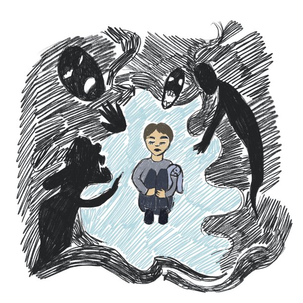 一个被恐惧包围的男孩，一个受到创伤的孩子图片下载