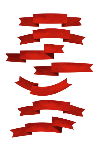 一套红平缎带孤立在白色图片下载