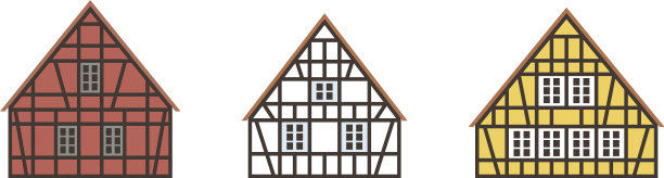 一套半木结构的房子，外墙平坦图片下载