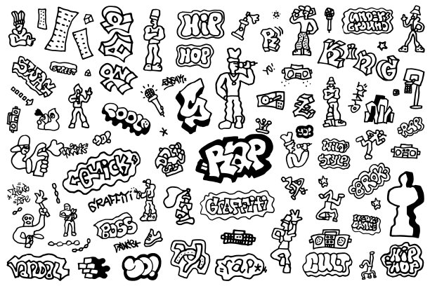 说唱音乐涂鸦风格手绘涂鸦集图片下载