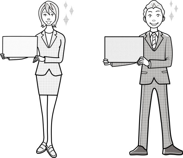 公司员工拿着板带你参观。图片下载