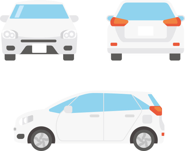 一套平面设计插图的客车从前面，后面和侧视图图片下载
