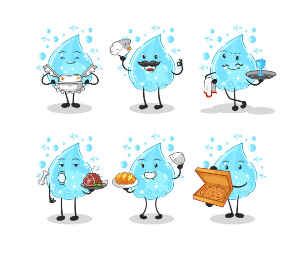 苏打水餐厅群卡通人物图片下载