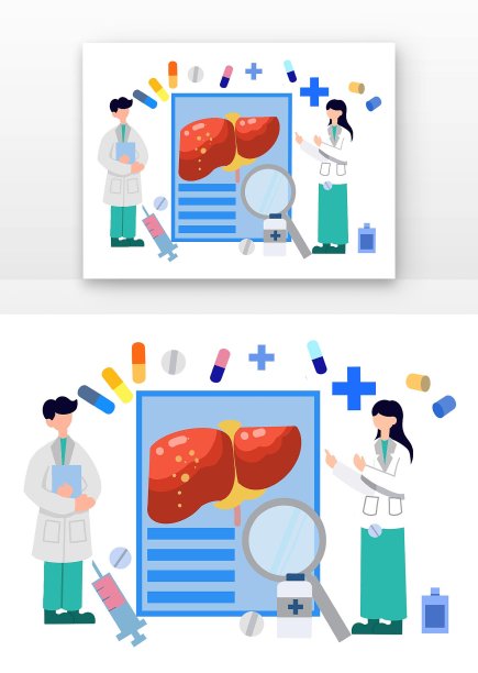 淡蓝色扁平风肾脏科场景肝脏元素图片下载