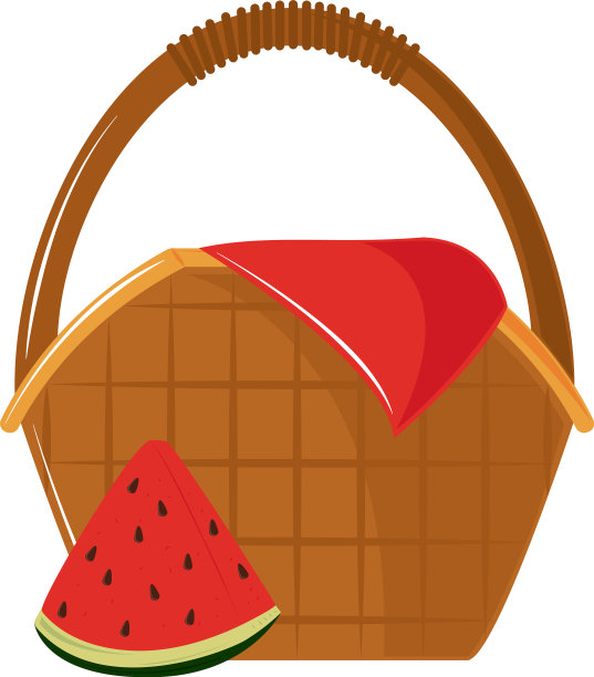 野餐篮子和西瓜图片下载