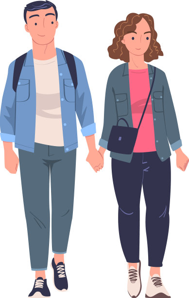 行走的男女性格牵着手图片下载