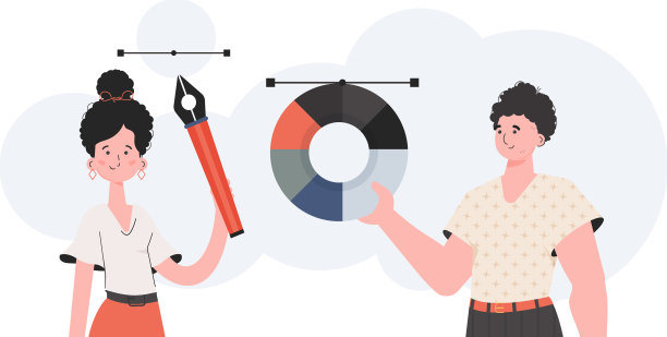 一个男人和一个女人齐腰高，手里拿着一支笔图片下载