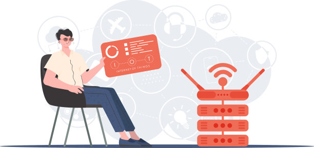 物联网概念一个人坐在椅子上图片下载