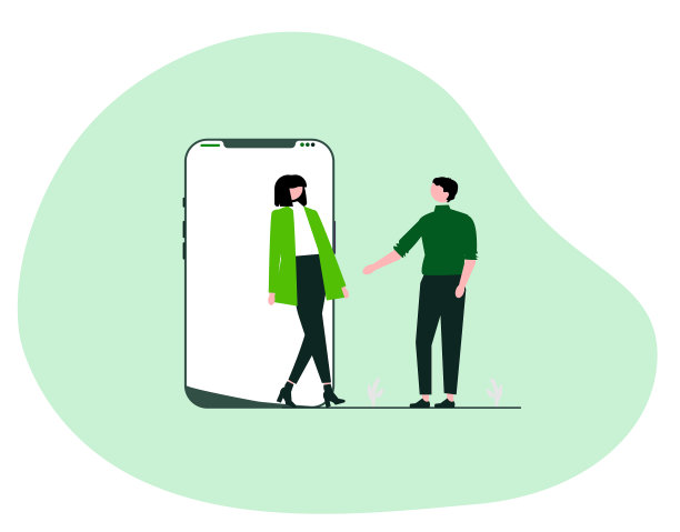 男孩和女孩到处在一起扁平化的设计图片下载