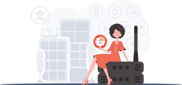 一个女人持有物联网的概念图片下载