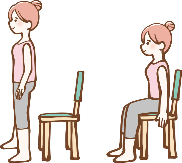 一个女人在椅子上锻炼的插图图片下载