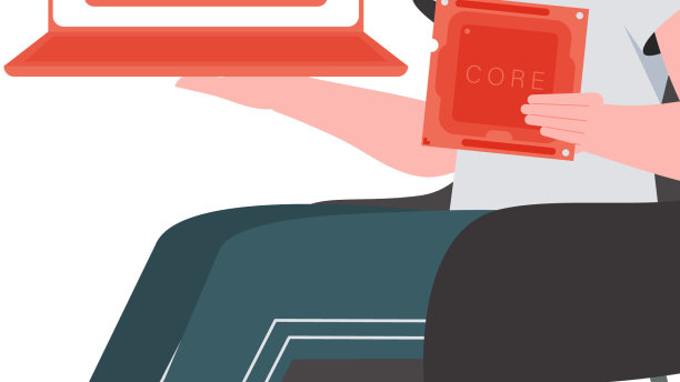 一个男人拿着一台笔记本电脑和一个处理器芯片图片下载