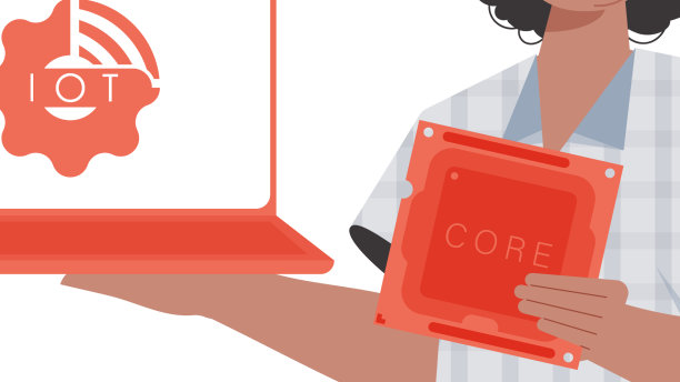 一个男人拿着一台笔记本电脑和一个处理器芯片图片下载