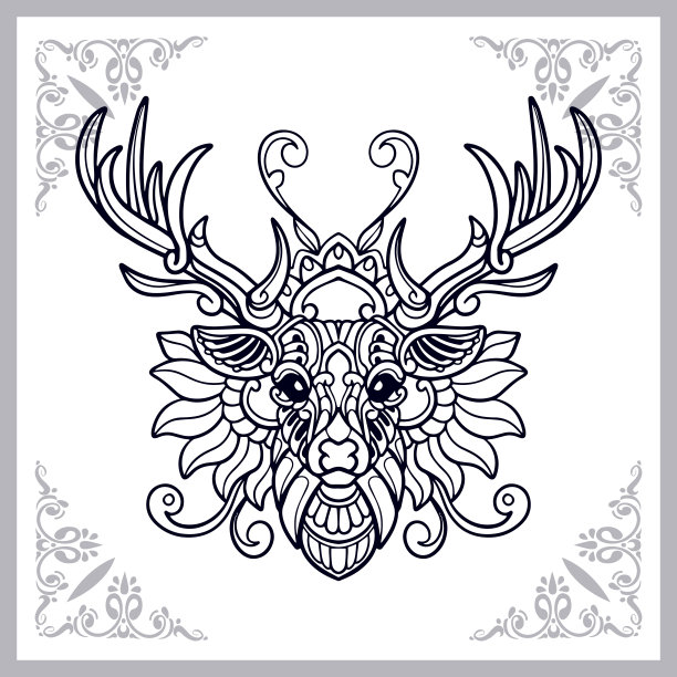 孤立在白色背景上的鹿画图片下载