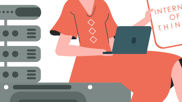 一个女人拿着一部手机，上面有物联网的标志图片下载