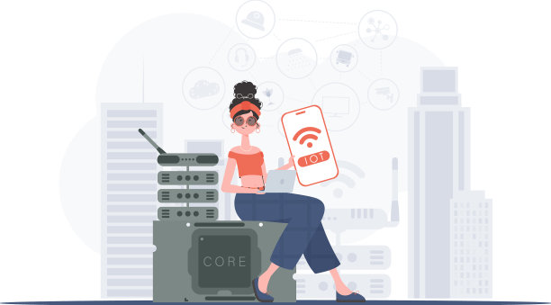 一个抱着物联网概念的女孩图片下载