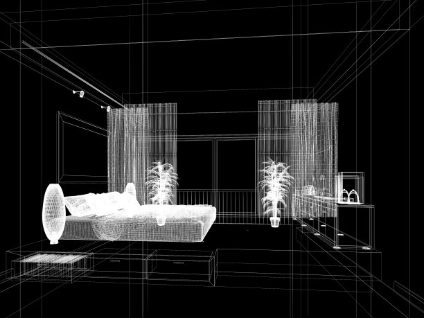 阁楼卧室室内效果图设计，三维效果图图片下载