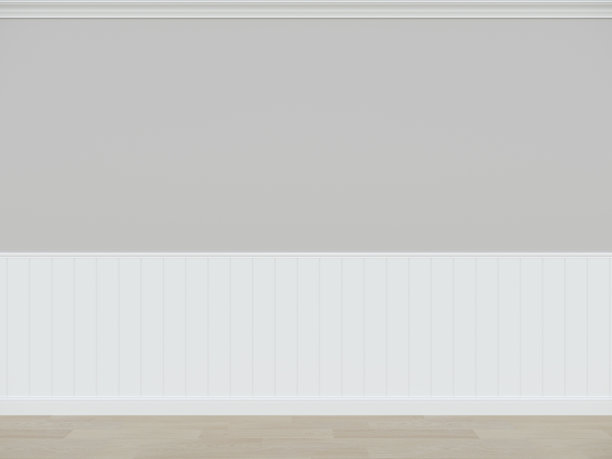 灰墙配木地板，3d渲染空房间图片下载