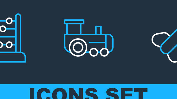 设置线镖箭算盘和玩具火车图标图片下载