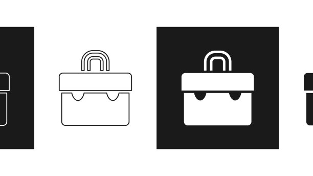 设置公文包图标隔离在黑色和白色图片下载