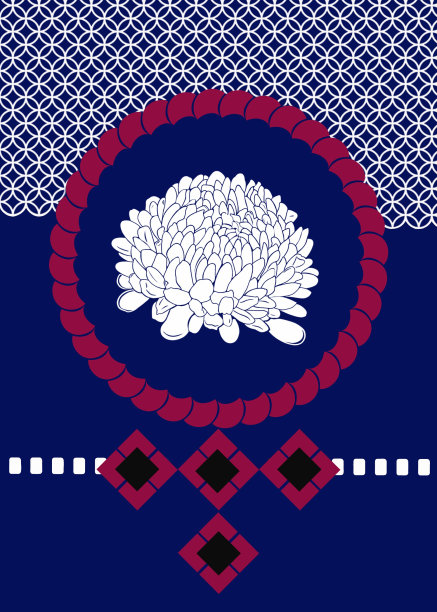 日式图案，靛蓝染色，花卉图案图片下载