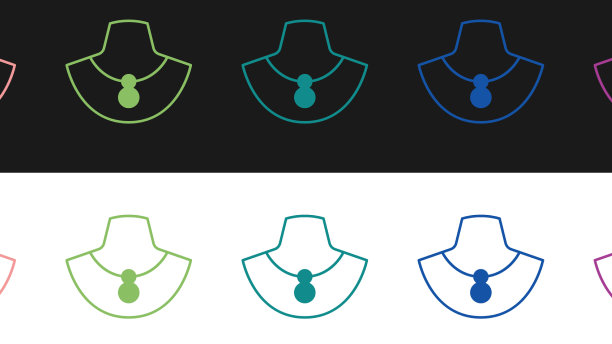 项链上的模特图标孤立的黑色图片下载