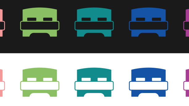 设置大床上两人或一人图标孤立图片下载