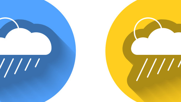 白云带着雨和太阳icon孤立着图片下载