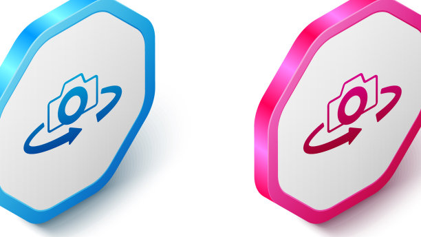 等距360度视野图标孤立在白色图片下载