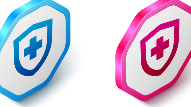 等距人寿保险与盾图标隔离图片下载