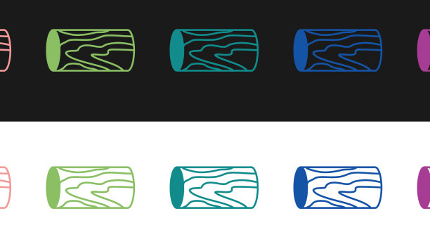 设置木原木图标孤立在黑色和白色图片下载