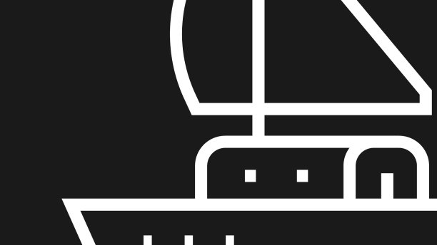 白线游艇帆船或帆船图标图片下载